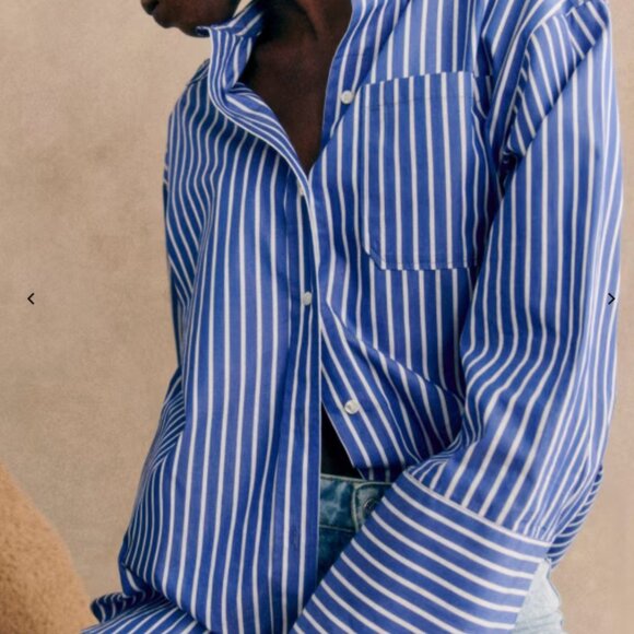 Sezane Bilma Shirt Blue Stripes - Size 10 - Picture 1 of 6